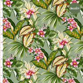 Green Ground Botanical Flower Leaf Pattern Digital Printed Fabric